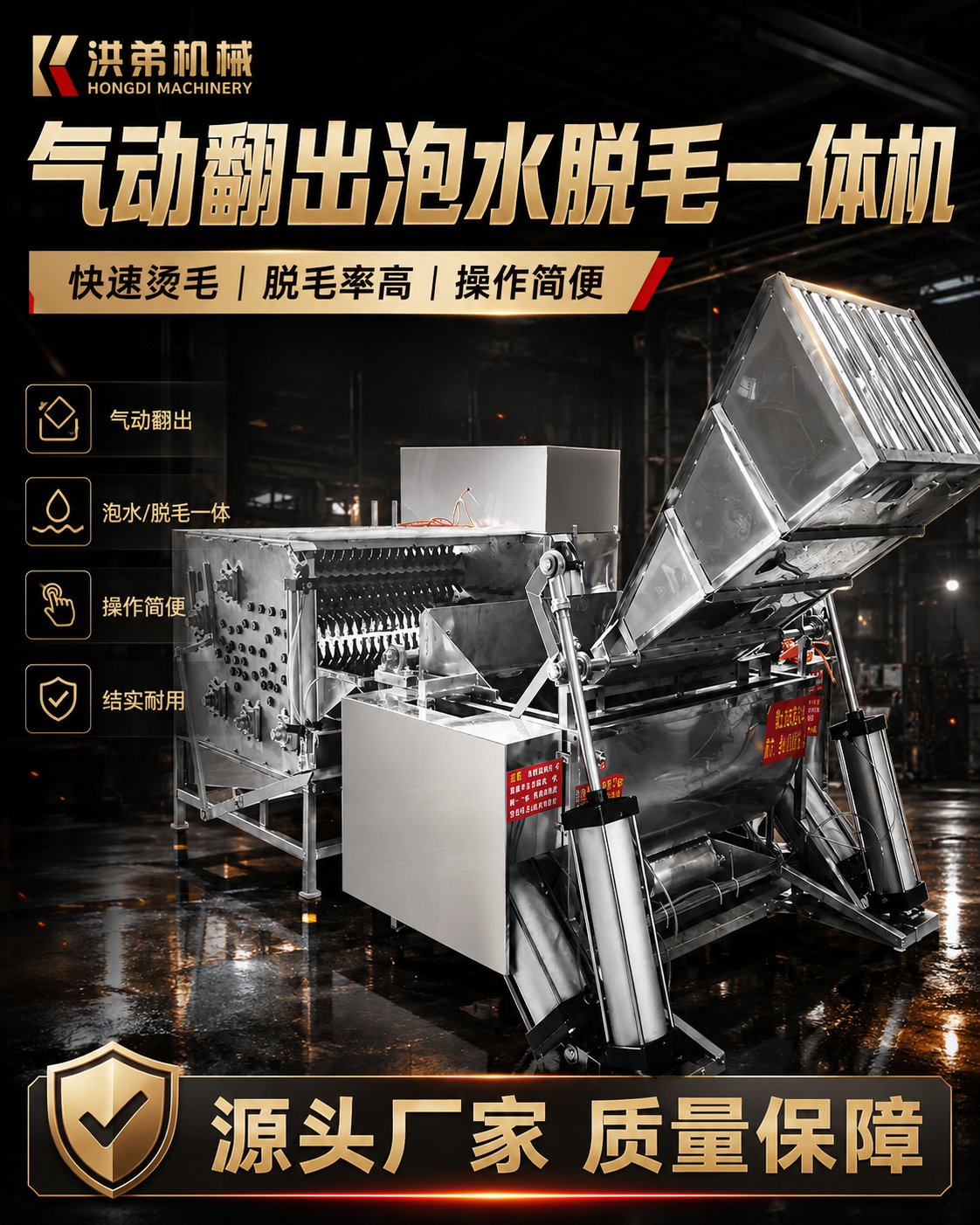 气动翻出泡水脱毛一体机